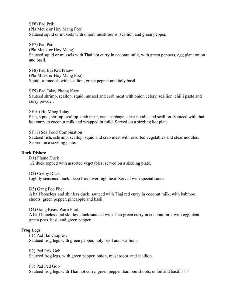 Bangkok House - Lansing, MI menu_pic