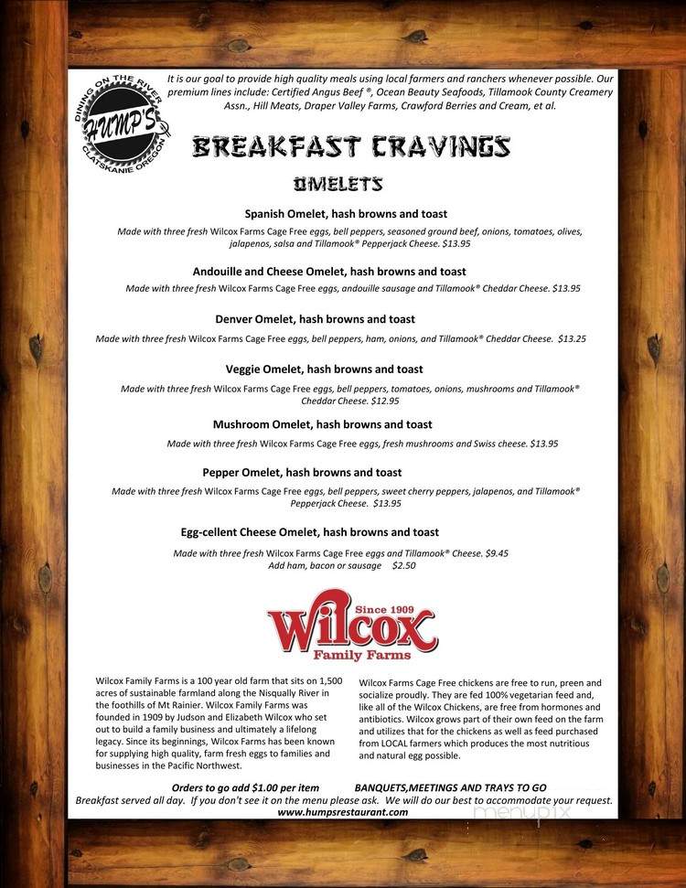 Hump's Restaurant - Clatskanie, OR menu_pic