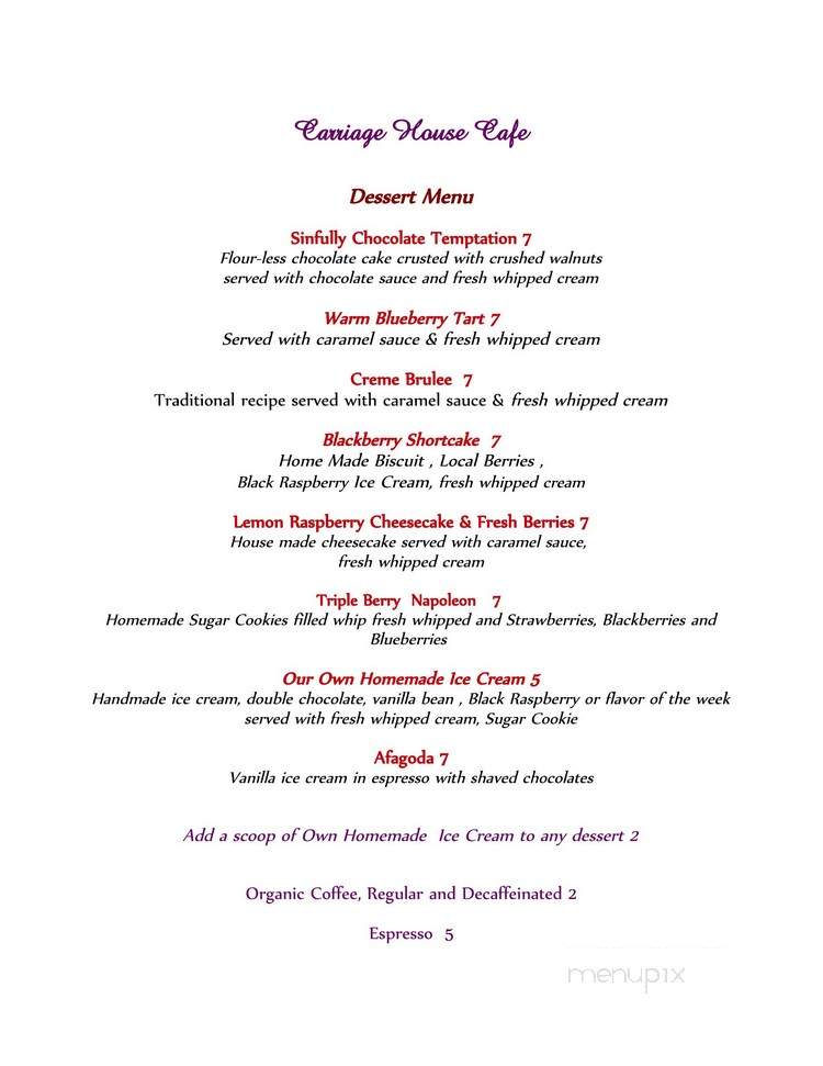 Carriage House Cafe - Livermore, ME menu_pic