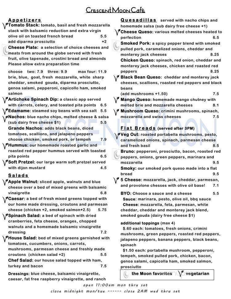 Crescent Moon Cafe - Hickory, NC menu_pic