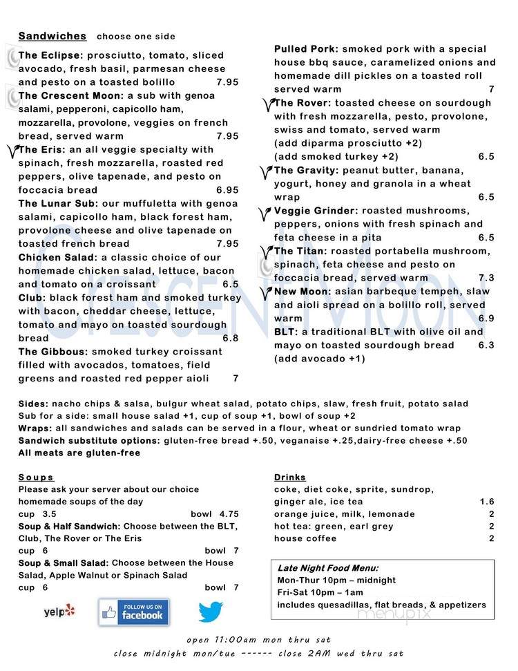 Crescent Moon Cafe - Hickory, NC menu_pic