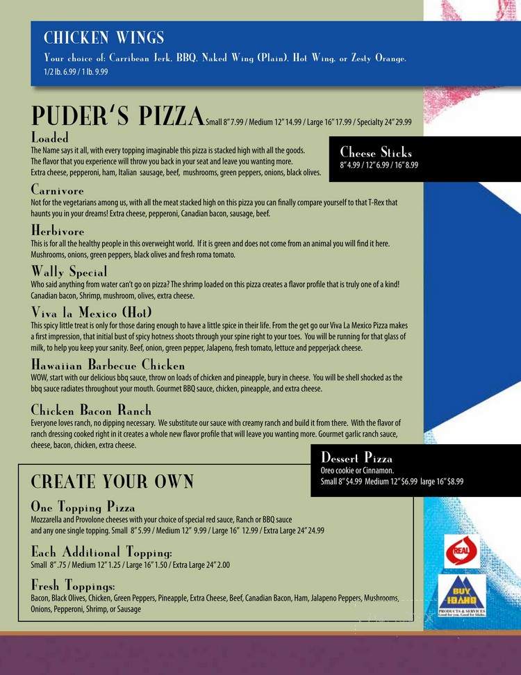 Puders Pizza - Burley, ID menu_pic