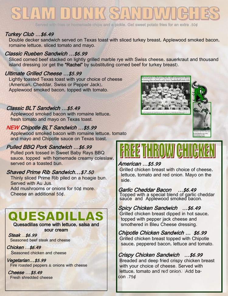 Bucketheads Sports Bar & Grill - Rhinelander, WI menu_pic
