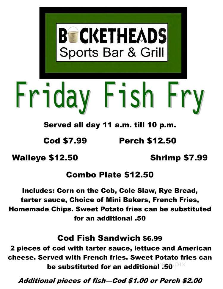 Bucketheads Sports Bar & Grill - Rhinelander, WI menu_pic