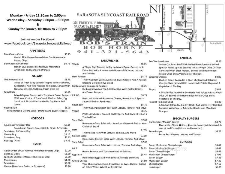 Bob's Train - Sarasota, FL menu_pic