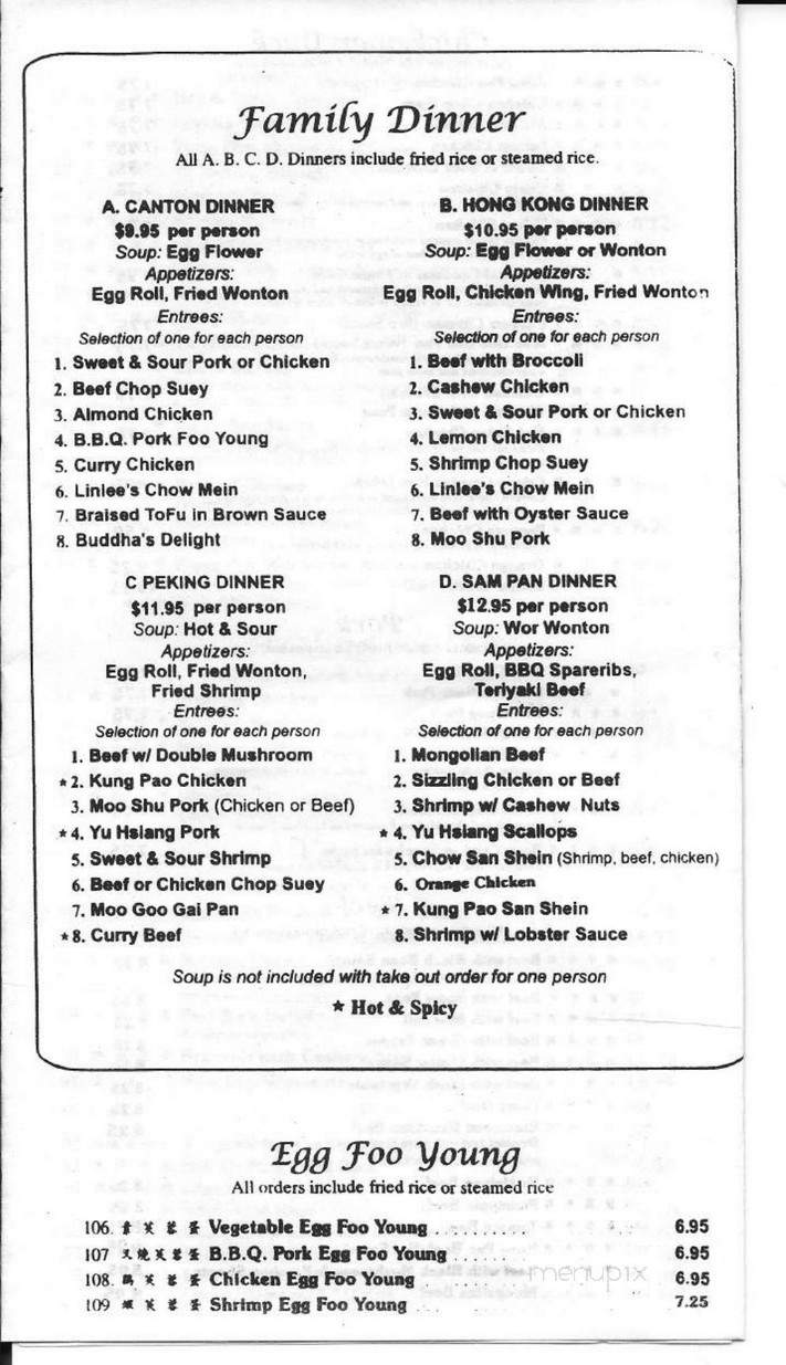 Linlee's Chinese Cuisine - Spring Valley, CA menu_pic