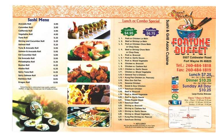 Fortune Buffet - Fort Wayne, IN menu_pic