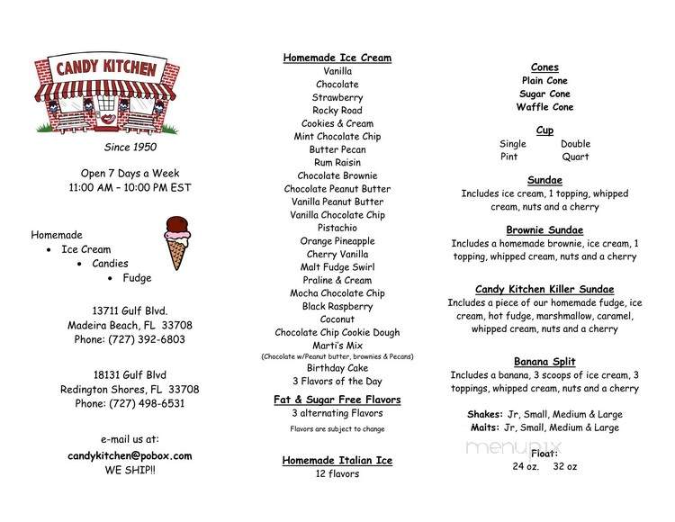 Candy Kitchen - Madeira Beach, FL menu_pic