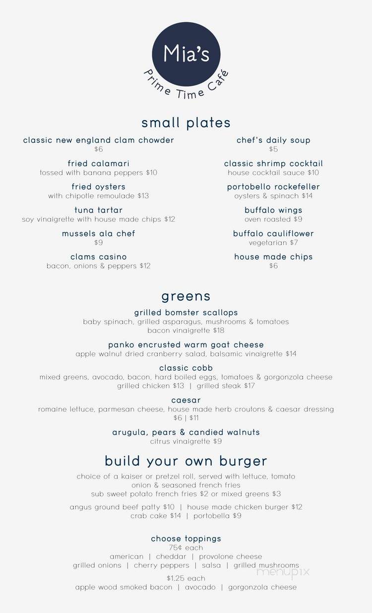Mia's Prime Time Cafe - Pawcatuck, CT menu_pic