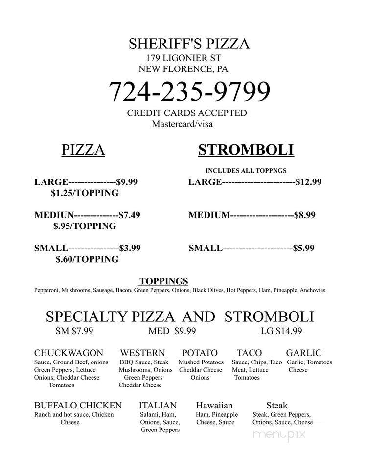 Sheriff's Pizza - New Florence, PA
