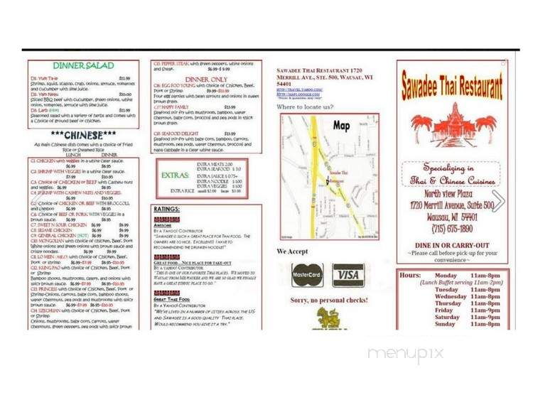 Sawadee Thai Restaurant - Wausau, WI menu_pic