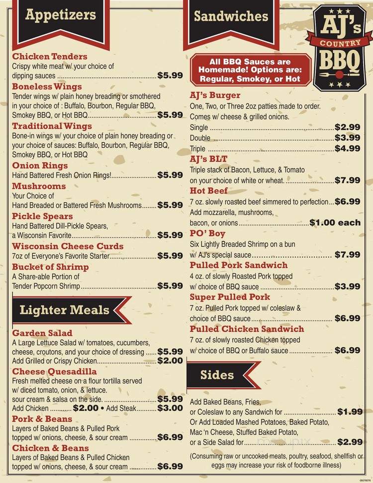 Smiley's Bar & Grill - Plover, WI menu_pic