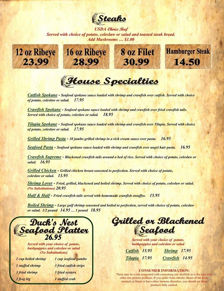 Duck's Nest II - Ferriday, LA menu_pic