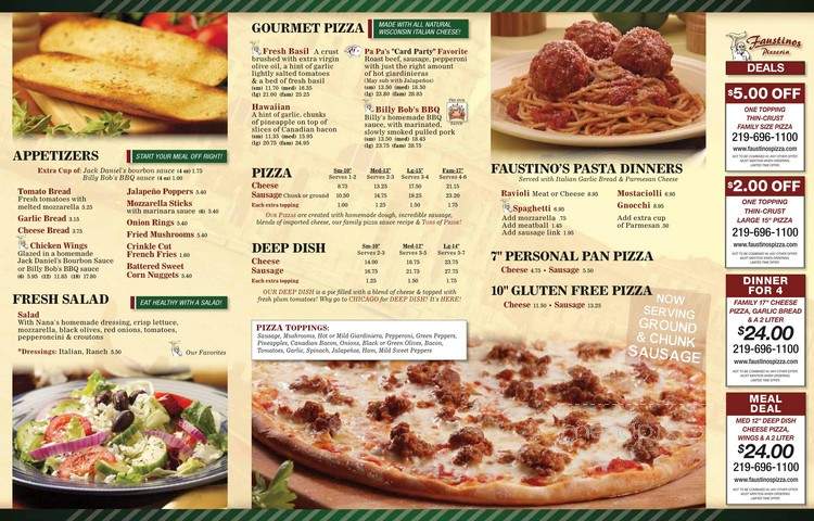 Faustino's Italian Deli & Pizzeria - Lowell, IN menu_pic