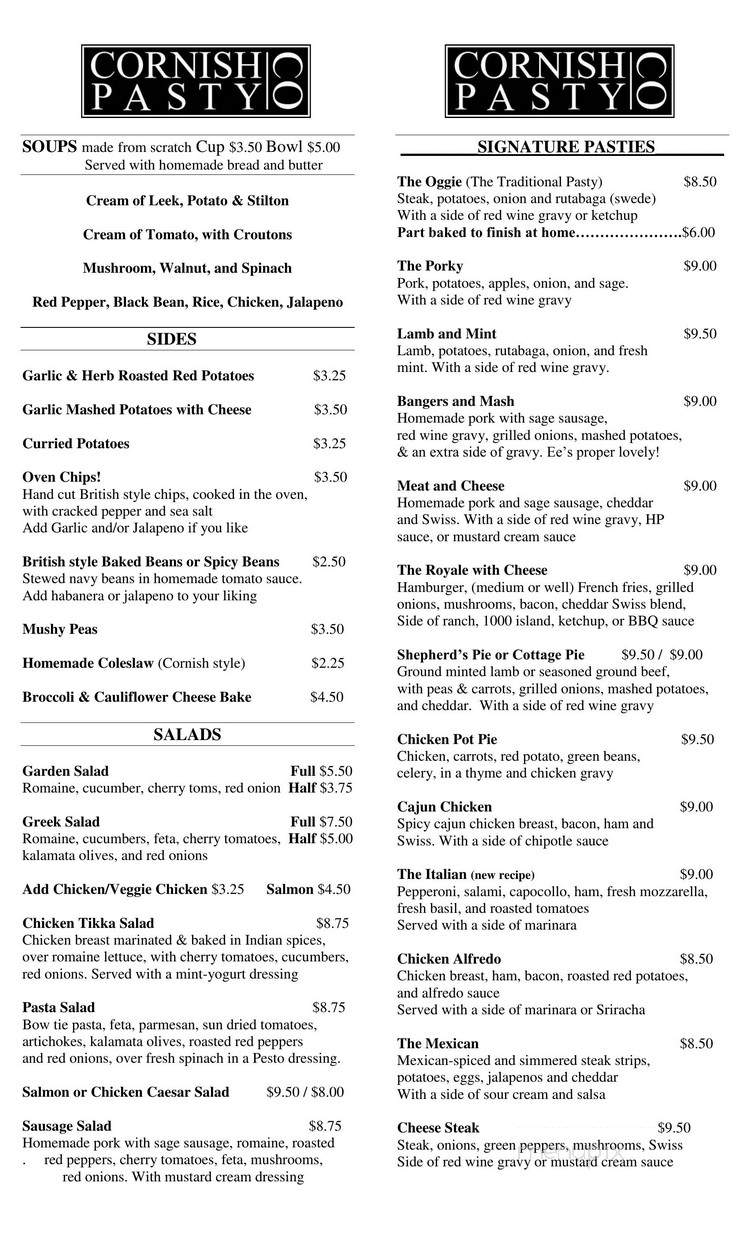 Ye Olde Miners Pasty Shop - Englewood, FL menu_pic