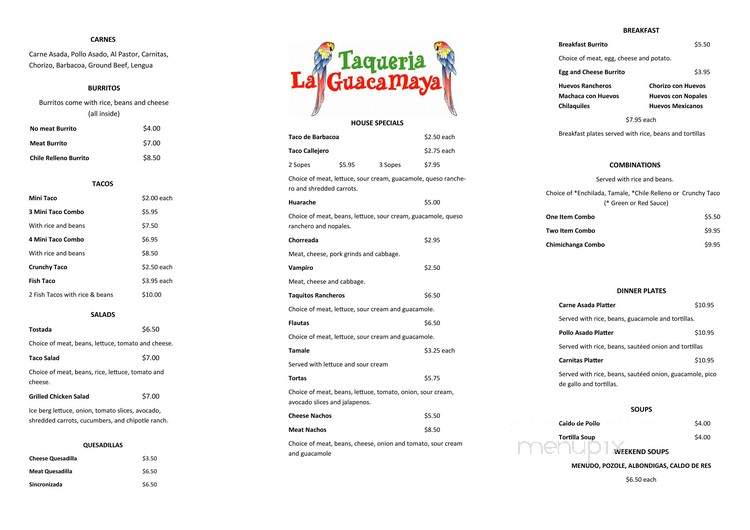 Taqueria La Guacamaya - Grants Pass, OR menu_pic