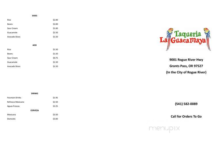 Taqueria La Guacamaya - Grants Pass, OR menu_pic