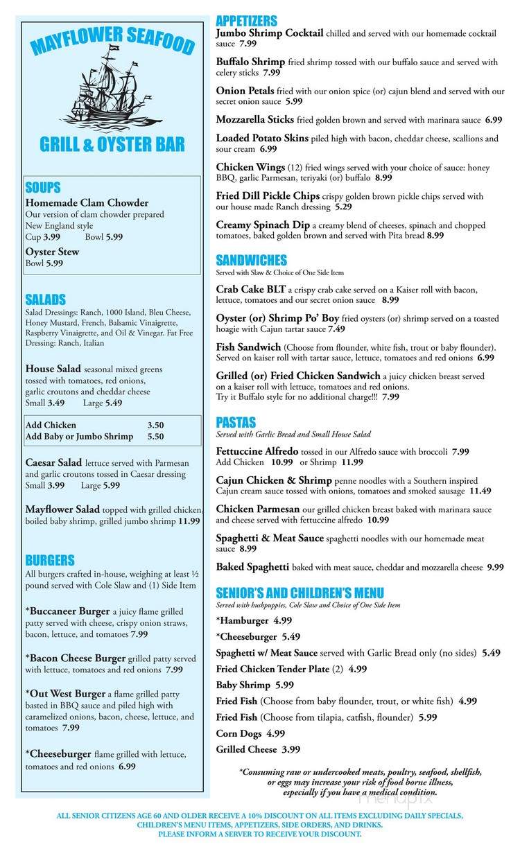Mayflower Seafood Grill and Oyster Bar - Winterville, NC menu_pic