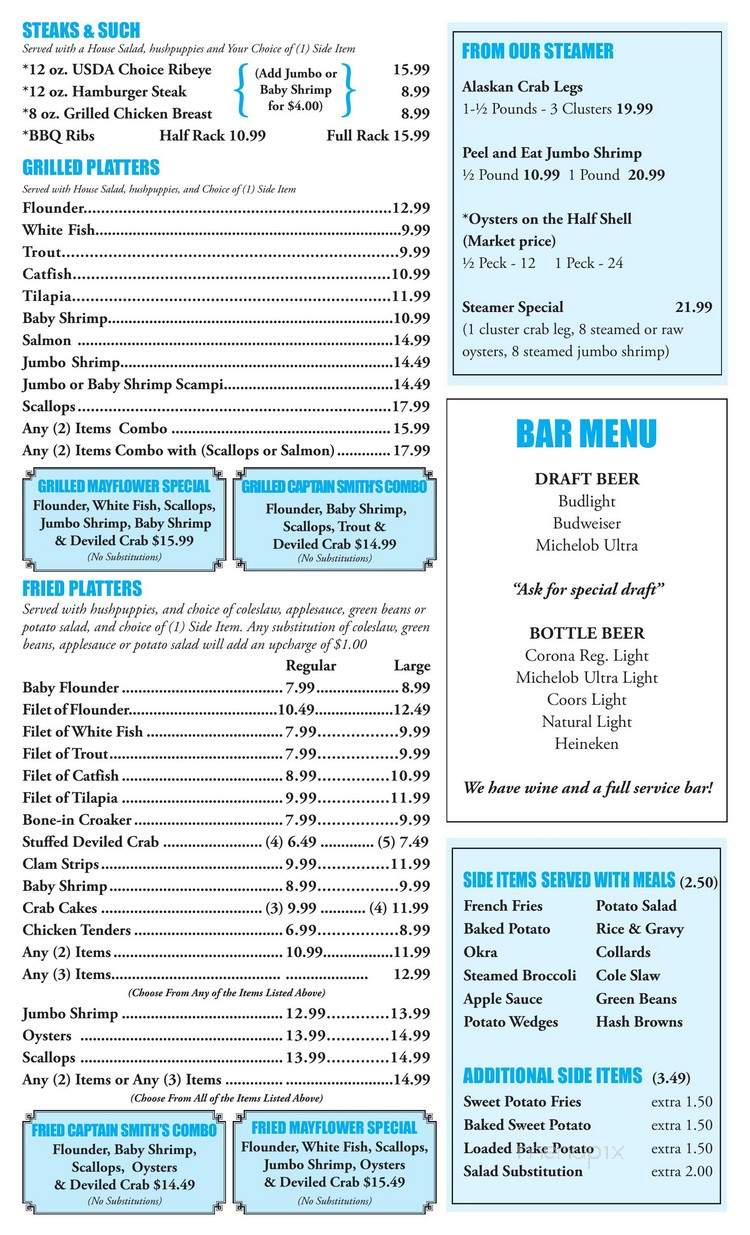 Mayflower Seafood Grill and Oyster Bar - Winterville, NC menu_pic