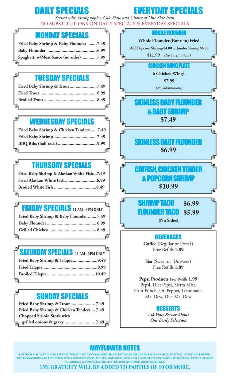 Mayflower Seafood Grill and Oyster Bar - Winterville, NC menu_pic