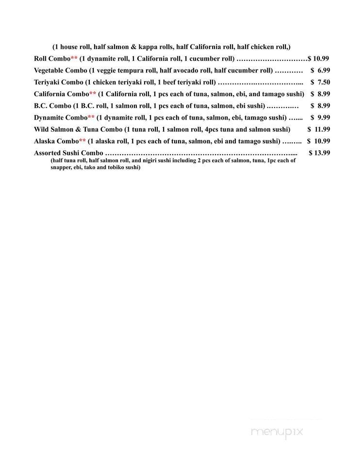 Iron Chef Sushi Ichi - Langley Twp, BC menu_pic