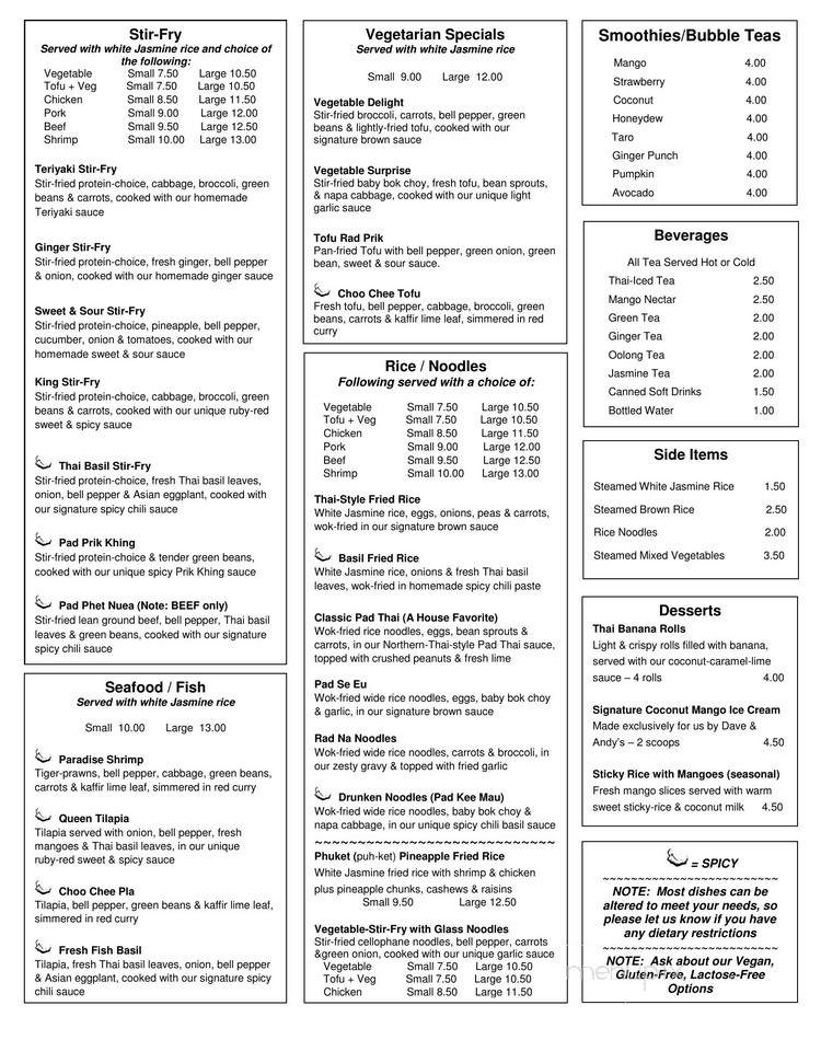 Thai Cafe - Indiana, PA menu_pic