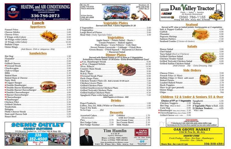 The Copper Pot Restaurant - Mount Airy, NC menu_pic
