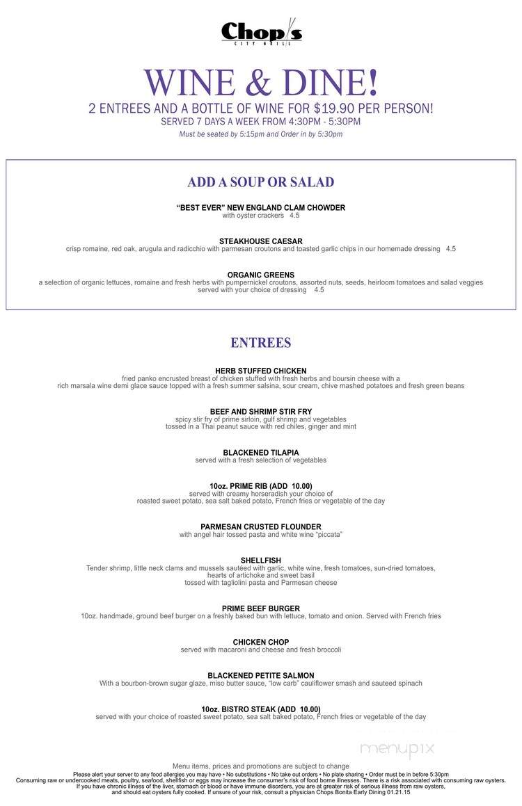 Chops City Grill - Bonita Springs, FL menu_pic