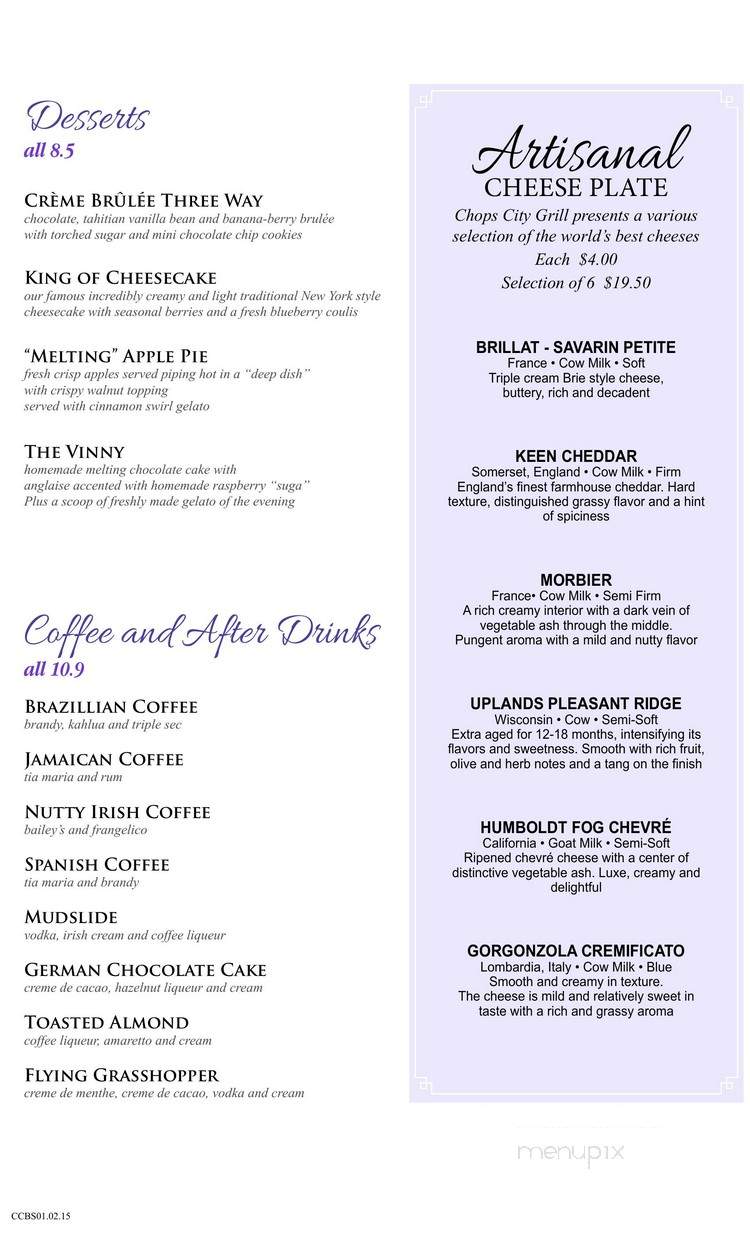 Chops City Grill - Bonita Springs, FL menu_pic