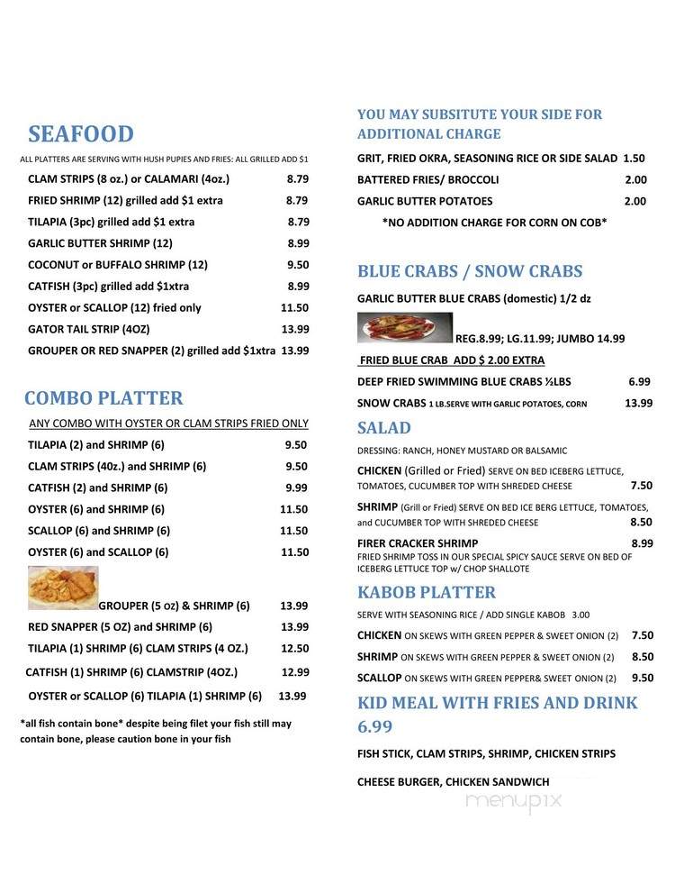 Red Snapper Seafood & More - Tallahassee, FL menu_pic