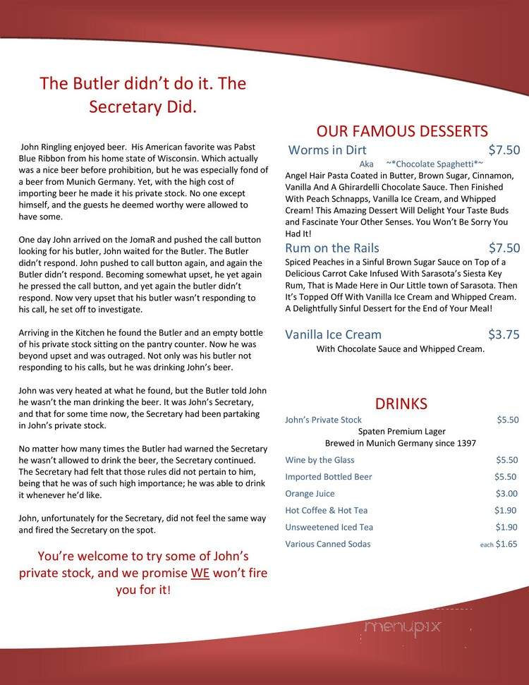 Bob's Train - Sarasota, FL menu_pic