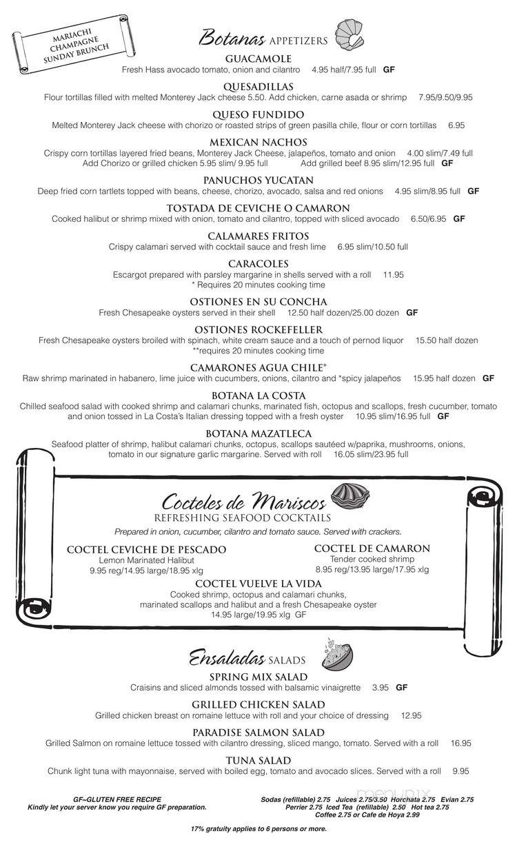 Las Cazuelas Restaurant - Fortuna, CA menu_pic