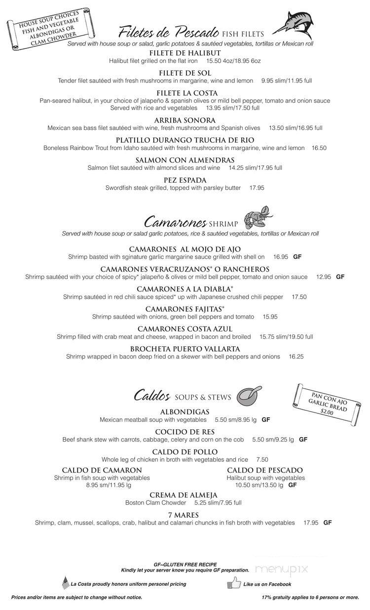 Las Cazuelas Restaurant - Fortuna, CA menu_pic