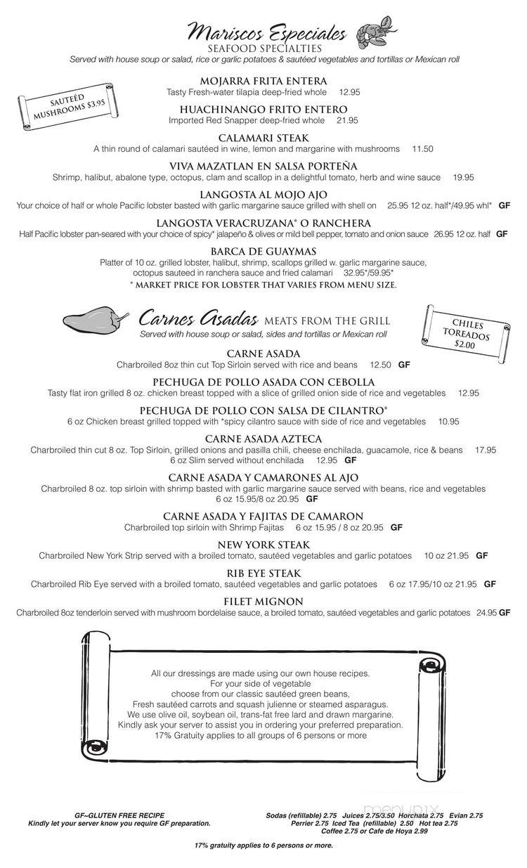 Las Cazuelas Restaurant - Fortuna, CA menu_pic