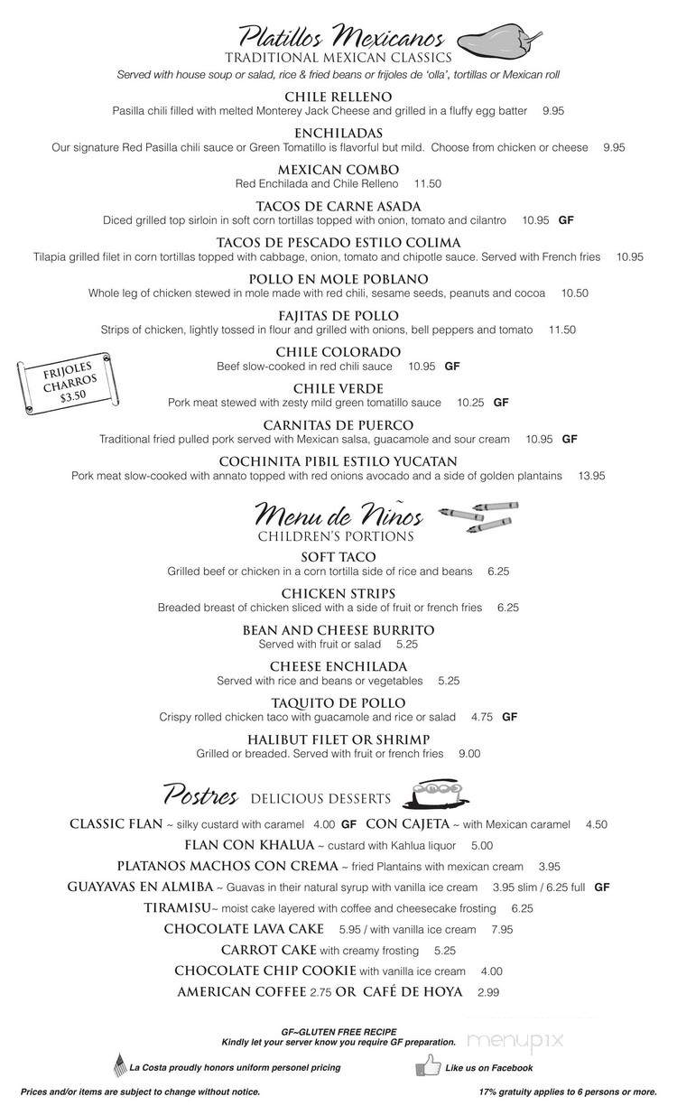 Las Cazuelas Restaurant - Fortuna, CA menu_pic