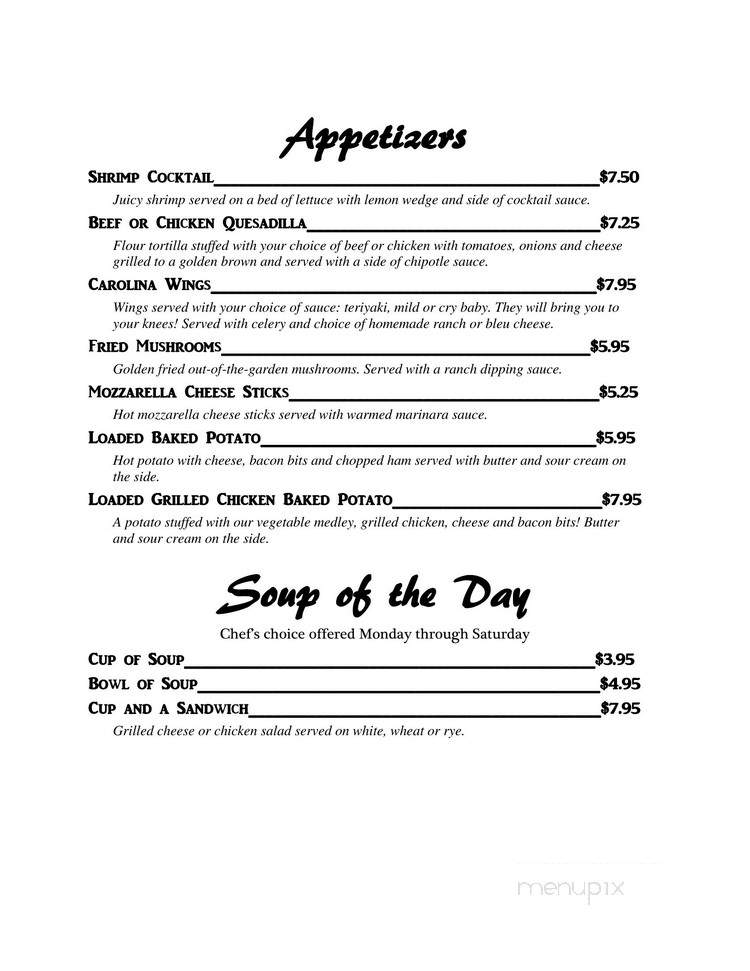 Back Street Cafe - Loris, SC menu_pic