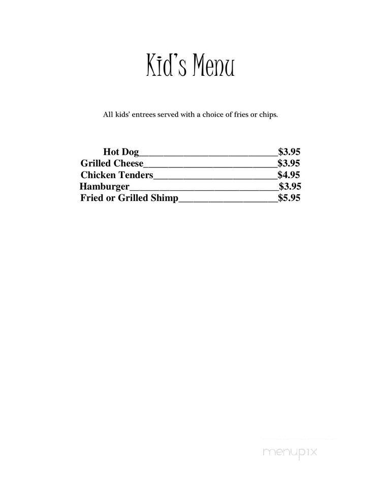 Back Street Cafe - Loris, SC menu_pic