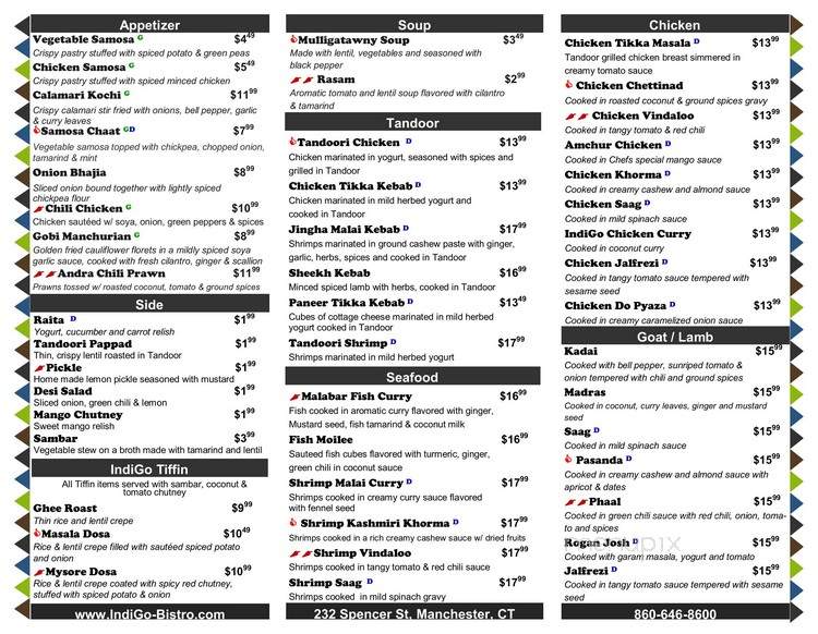 IndiGo Indian Bistro - Manchester, CT menu_pic