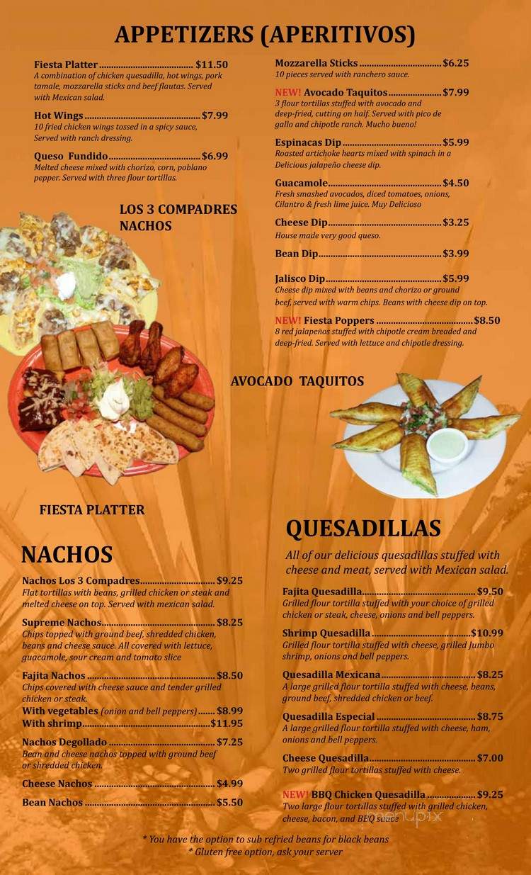 Los 3 Compadres Mexican Restaurant - Weldon Spring, MO menu_pic