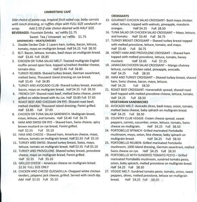 Limbertwig Cafe - Morganton, NC menu_pic