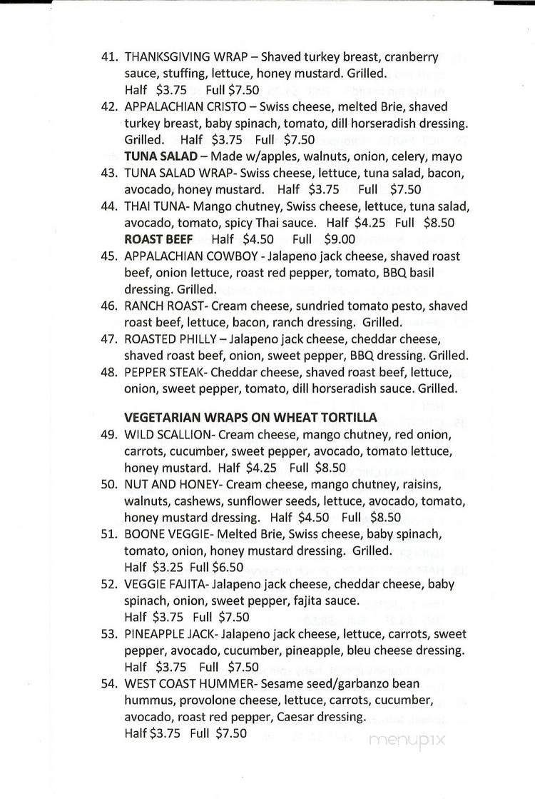 Limbertwig Cafe - Morganton, NC menu_pic