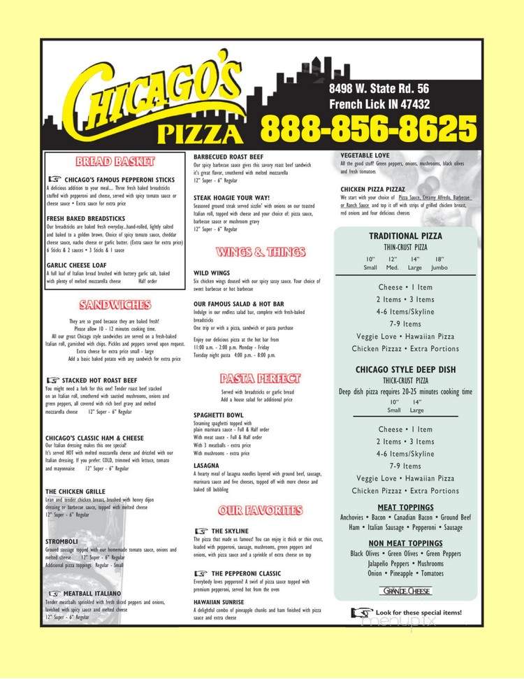 Chicago's Pizza On The Blvd - French Lick, IN menu_pic