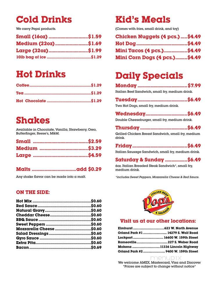 Mickey's Drive Up - Tinley Park, IL menu_pic