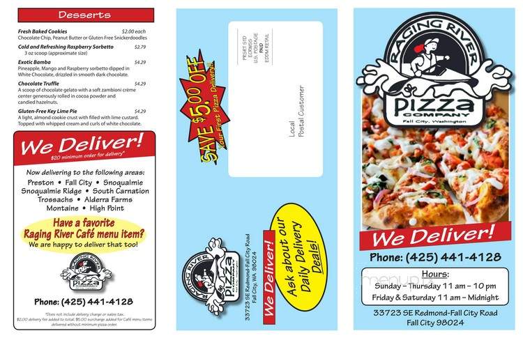 Raging River Pizza Co - Fall City, WA menu_pic