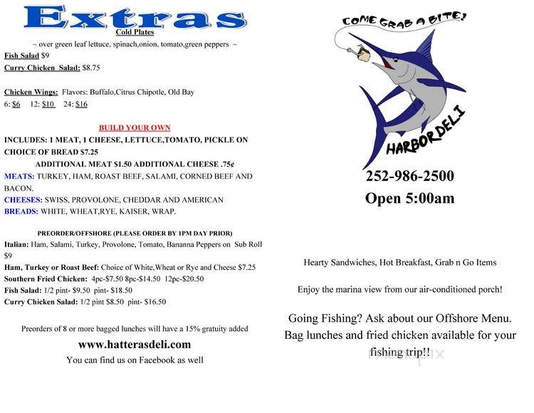 Harbor Deli - Hatteras, NC menu_pic