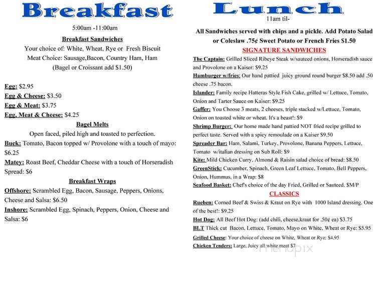 Harbor Deli - Hatteras, NC menu_pic