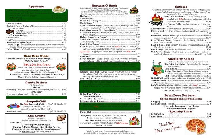 Barn Door - Mount Pleasant, MI menu_pic