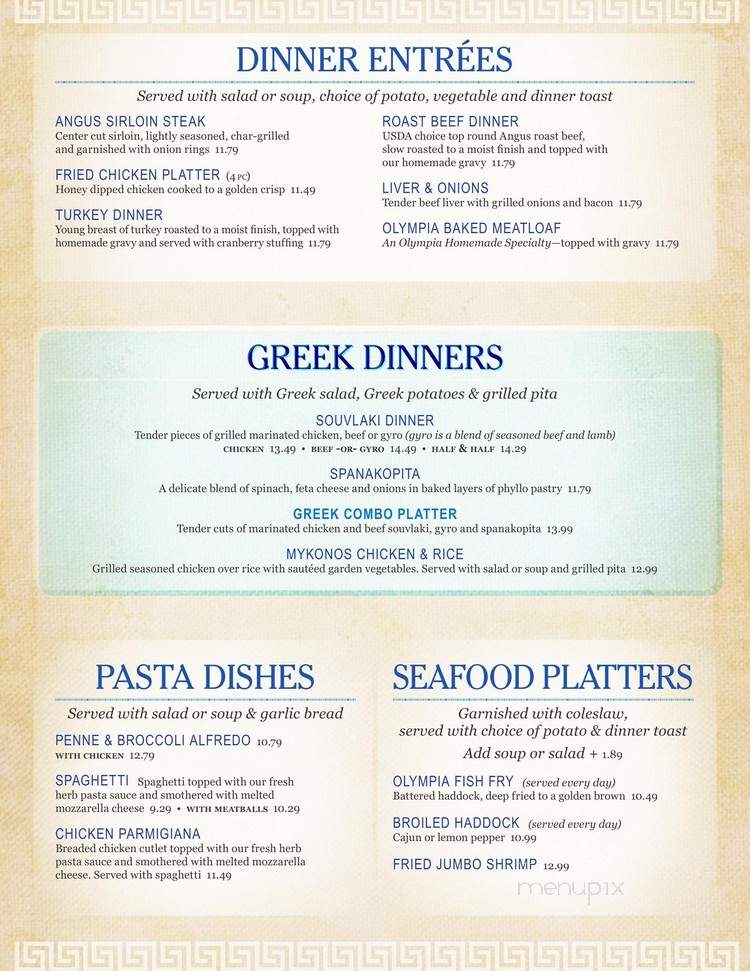 Olympia Restaurant - Gowanda, NY menu_pic