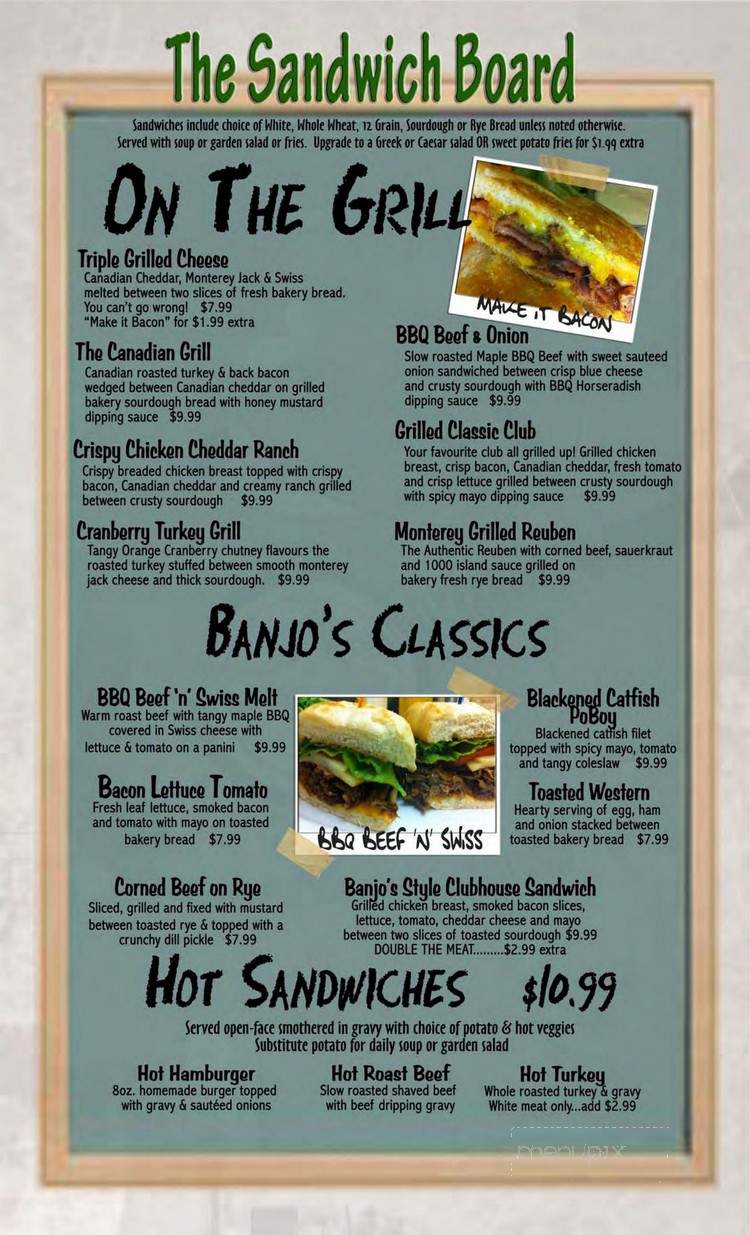 Banjo's Grill - Hastings, ON menu_pic
