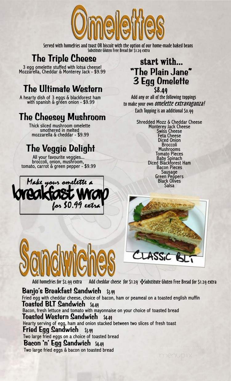 Banjo's Grill - Hastings, ON menu_pic